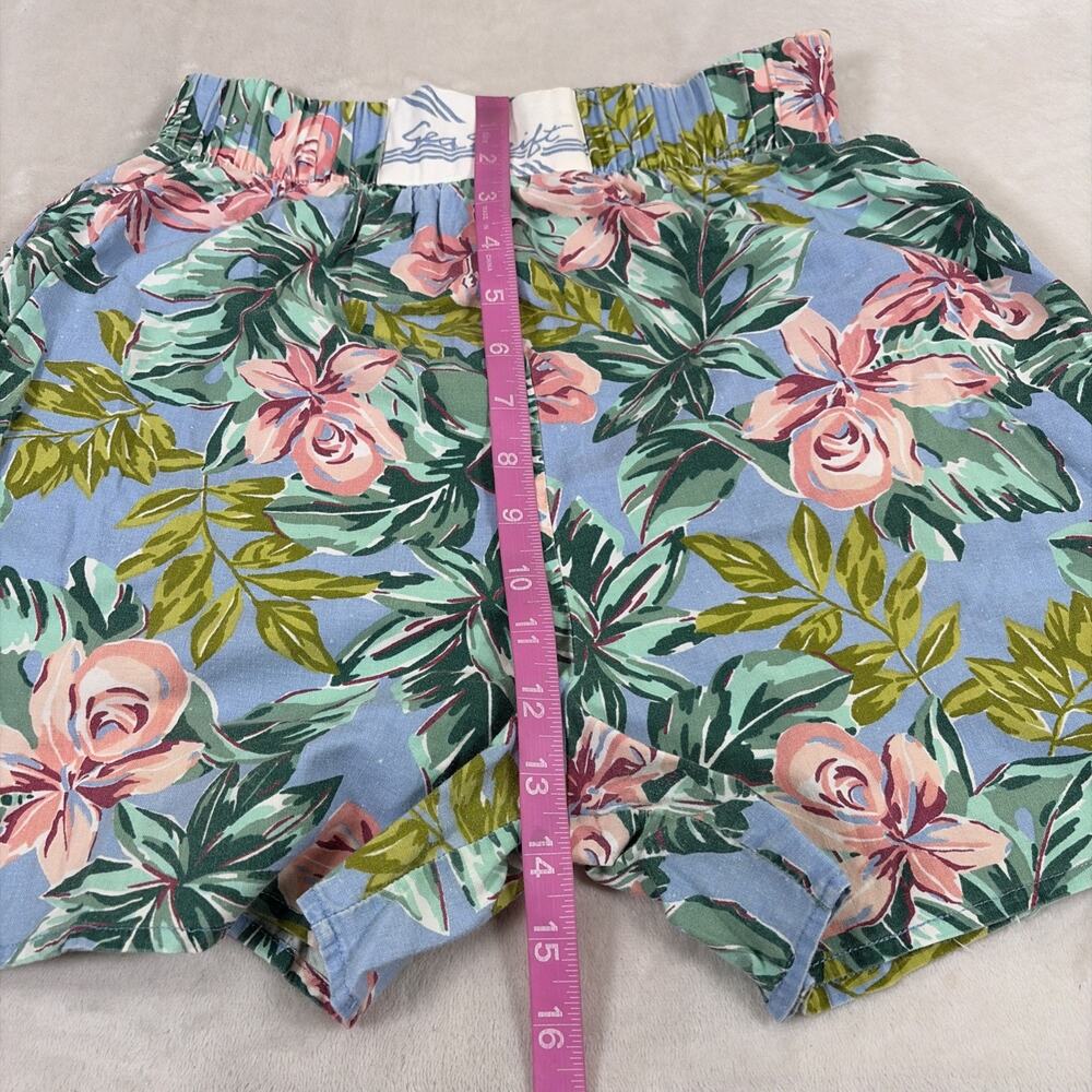 Vintage Sea Drift Juniors Small Blue Floral Print Hawaiian Print Shorts Charity - Picture 6 of 9